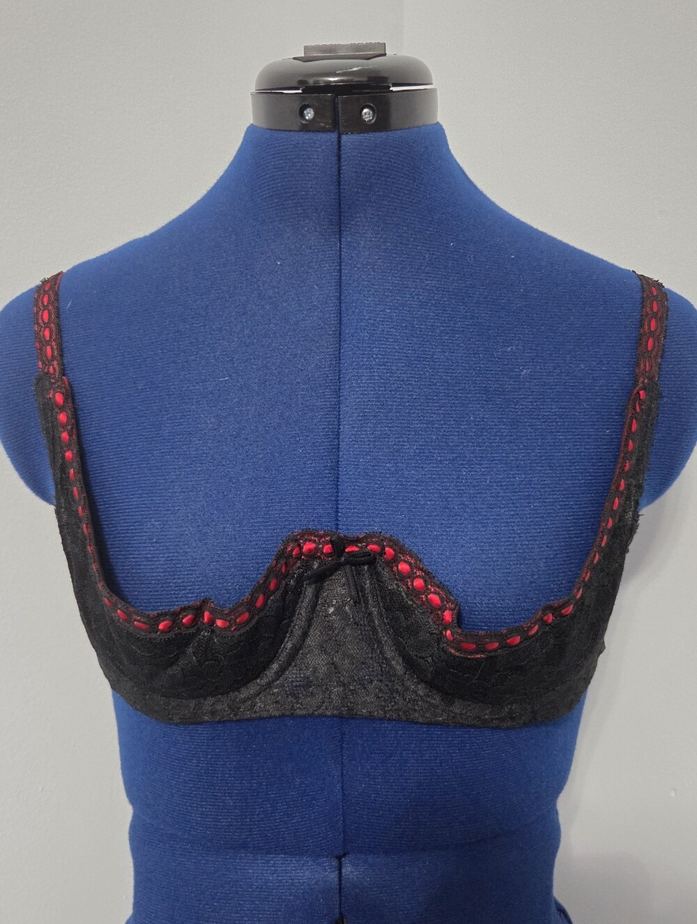 Vintage Cupless Black Balconette Bra Size 34B